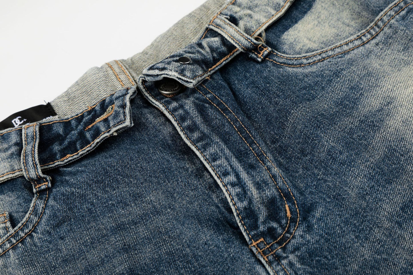 Washed Whiskers Lightning Wide Leg Denim Jeans WN25826