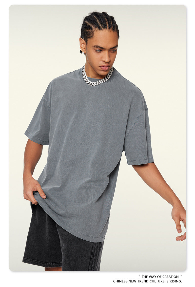 Washed Oversize Short-sleeve T-shirt WN6457