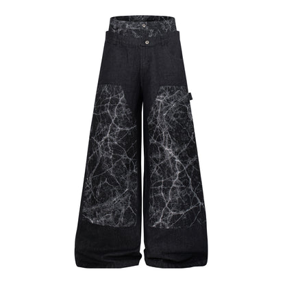Heavy Wash Workwear Wide Leg Denim Jeans WN25653