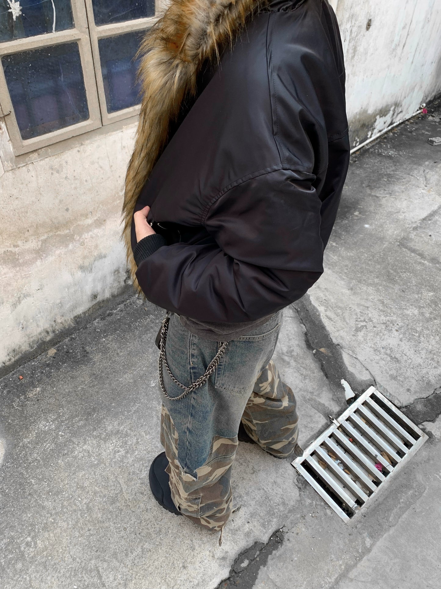 Fake Fur-Collar Glossy Padded Jacket WN22175