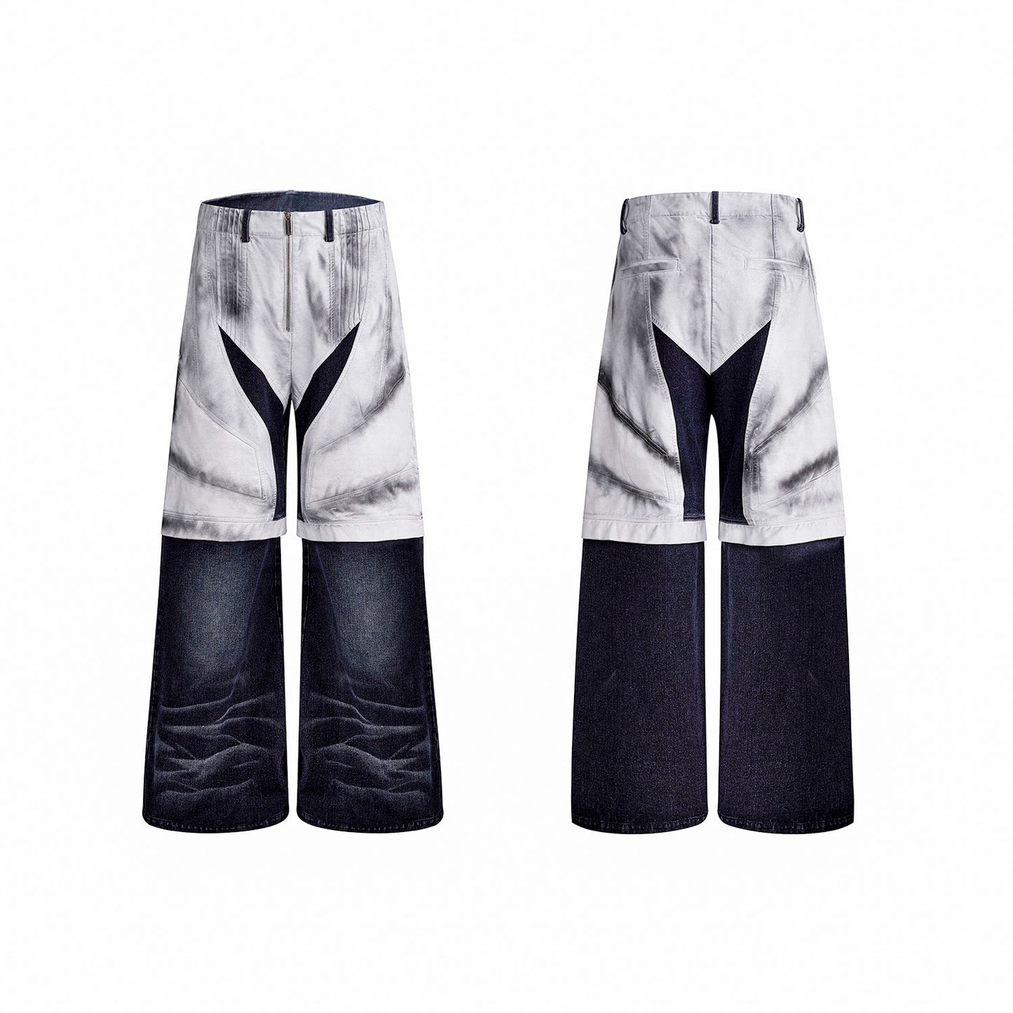 PU Leather Mix Paint Short Denim Jacket & PU Leather Mix Denim Jeans Setup WN20378