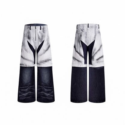 PU Leather Mix Paint Short Denim Jacket & PU Leather Mix Denim Jeans Setup WN20378