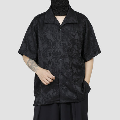 Side Slit Jacquard Short Sleeve Shirt WN20184