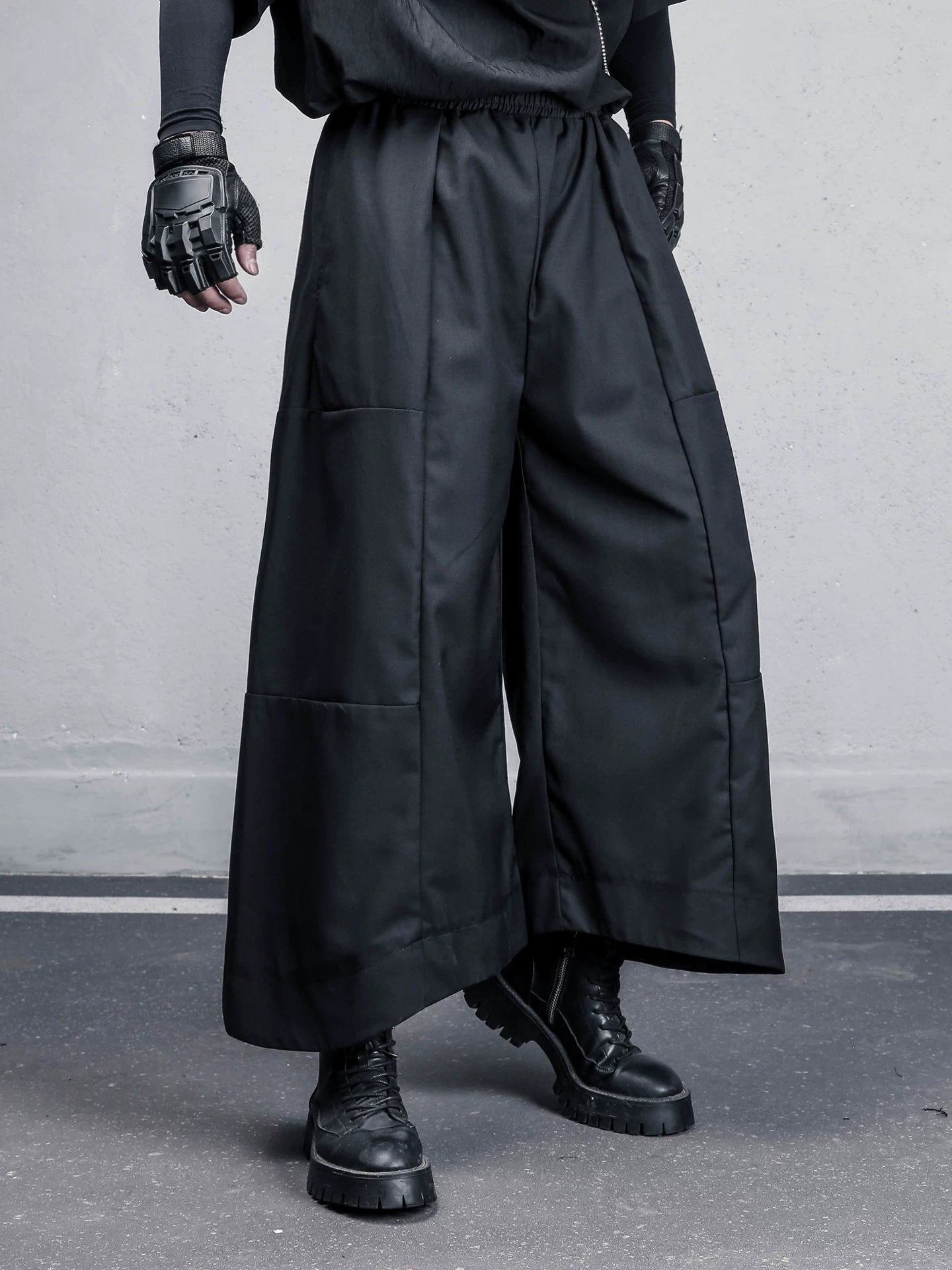 Curved Hem A-Line Wide Leg Pants WN22538