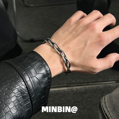 Snake Pattern Twist Titanium Steel Bracelet WN19254