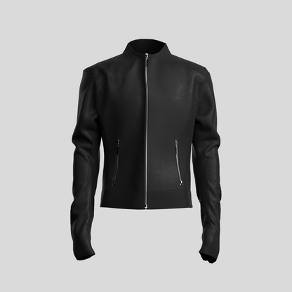 Matte Stand Neck Zipper PU Leather Jacket WN27124