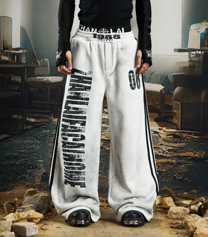Print Fake Fur Zipper Hoodie & Print Wide Leg Sweatpants Setup WN22792