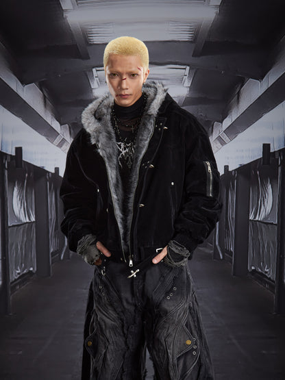 Fake Fur Lining Hooded Metal Buckle Padded Jacket WN22807