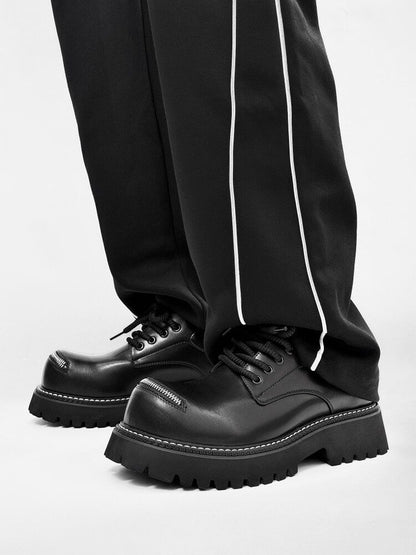 Lace Up Zipper Detail Thick Sole Shoes WN24503