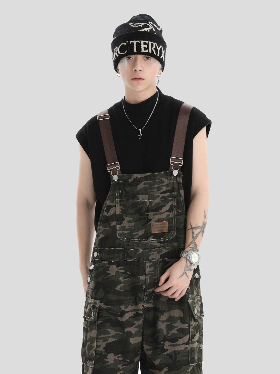 Camouflage Wide-Leg Straight Overalls WN7150