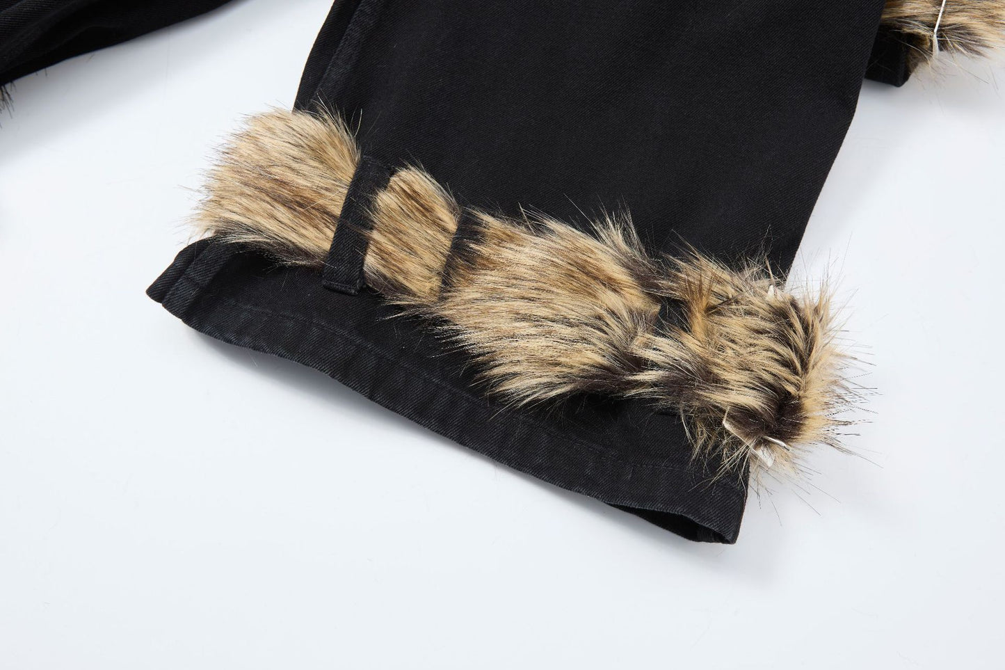 Fake Fur Trim Multi-Pocket Wide Leg Cargo Pants WN23087