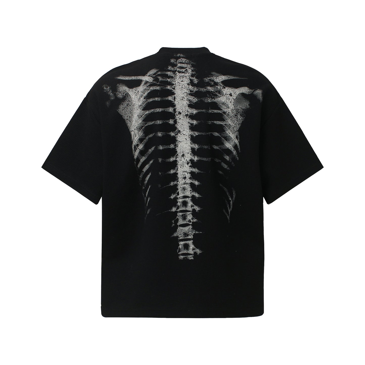 Skeleton Print Waffle Short Sleeve T-Shirt WN25913