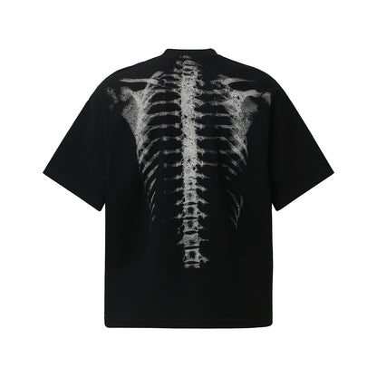 Skeleton Print Waffle Short Sleeve T-Shirt WN25913