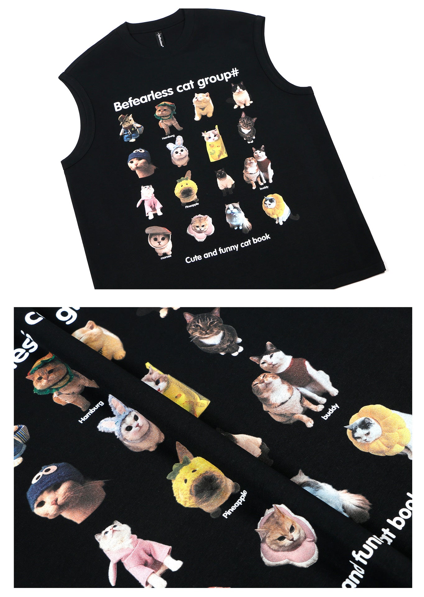 Cat Graphic Letter Sleeveless T-Shirt WN26282