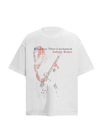 Washed Rock Guitarist Graphic Oversize Short Sleeve T-Shirt WN26365