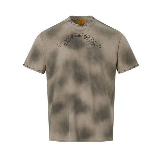 Washed Gradient Letter Print Short Sleeve T-Shirt WN23585