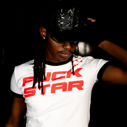 Pentagram Studs PU Leather Curved Brim Hat WN20957