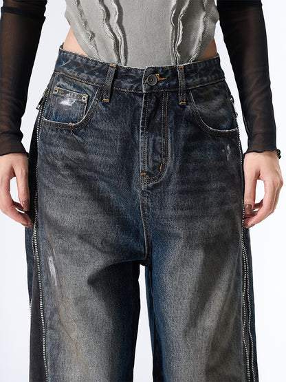 Panel Wash Wide Leg Denim Jeans WN23107