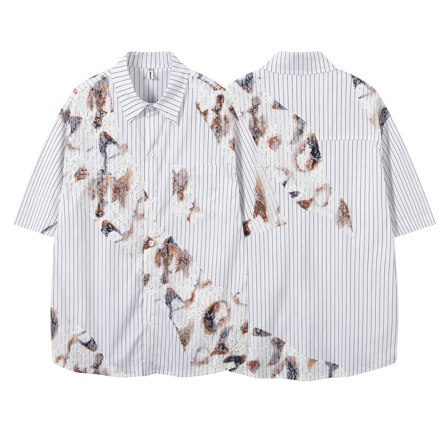 Stripe Burn Print Short Sleeve Shirt WN26793