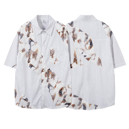 Stripe Burn Print Short Sleeve Shirt WN26793