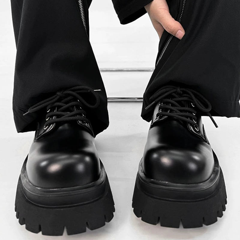 Round Toe Chunky Sole PU Leather Shoes WN19145