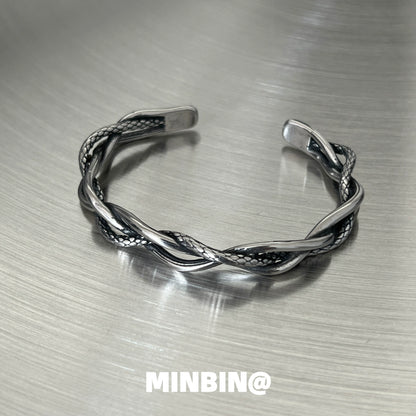 Snake Pattern Twist Titanium Steel Bracelet WN19254