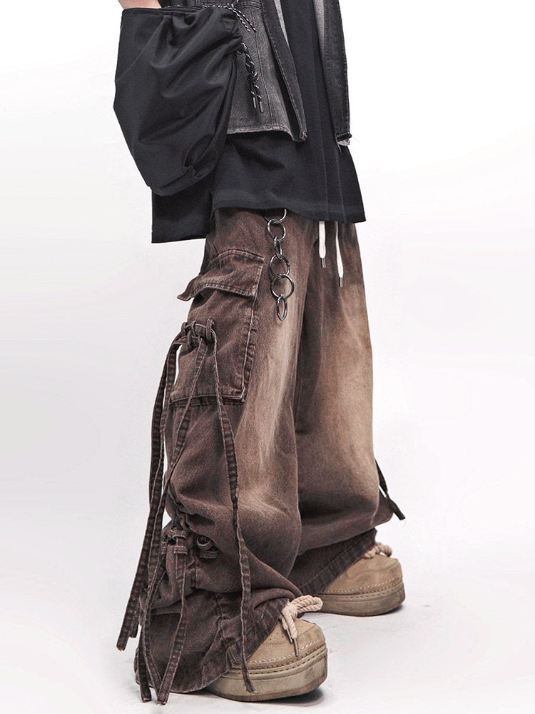 Multi Pocket Flare Cargo Denim Jeans WN23976