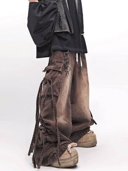 Multi Pocket Flare Cargo Denim Jeans WN23976