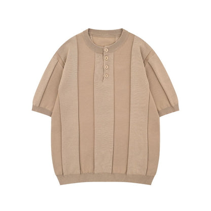 Henley Short Sleeve Summer Knit T-shirt WN26809
