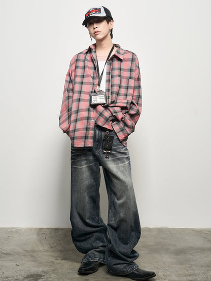 Plaid Oversize Long Sleeve Shirt WN22945