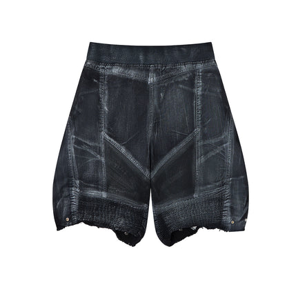 Damage Baggy Half Denim Jeans WN25584