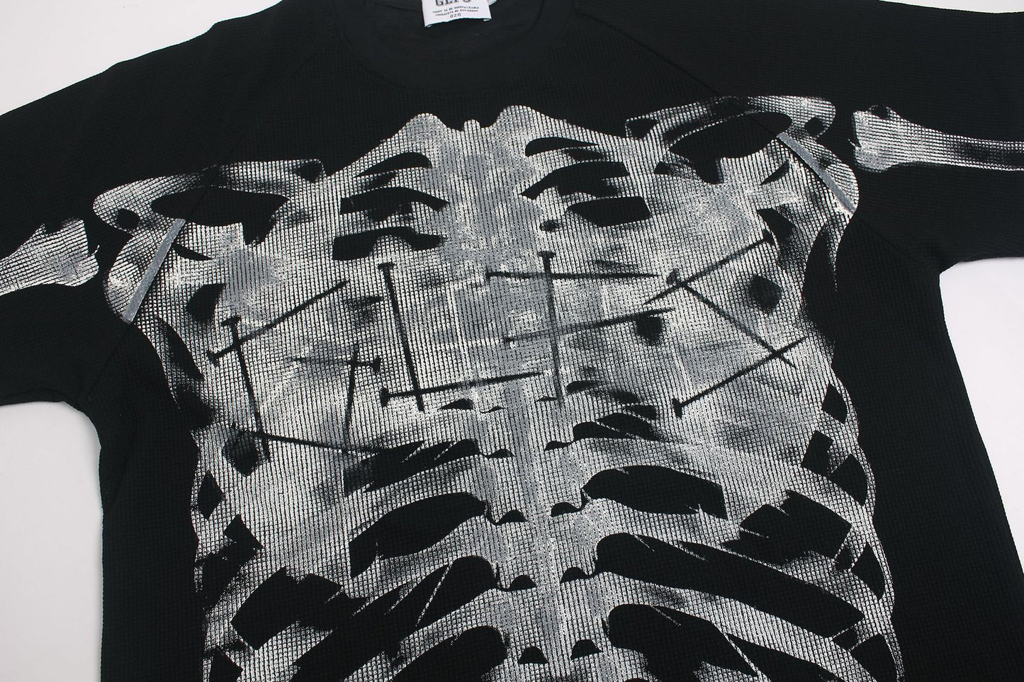 Skeleton Print Waffle Short Sleeve T-Shirt WN25557