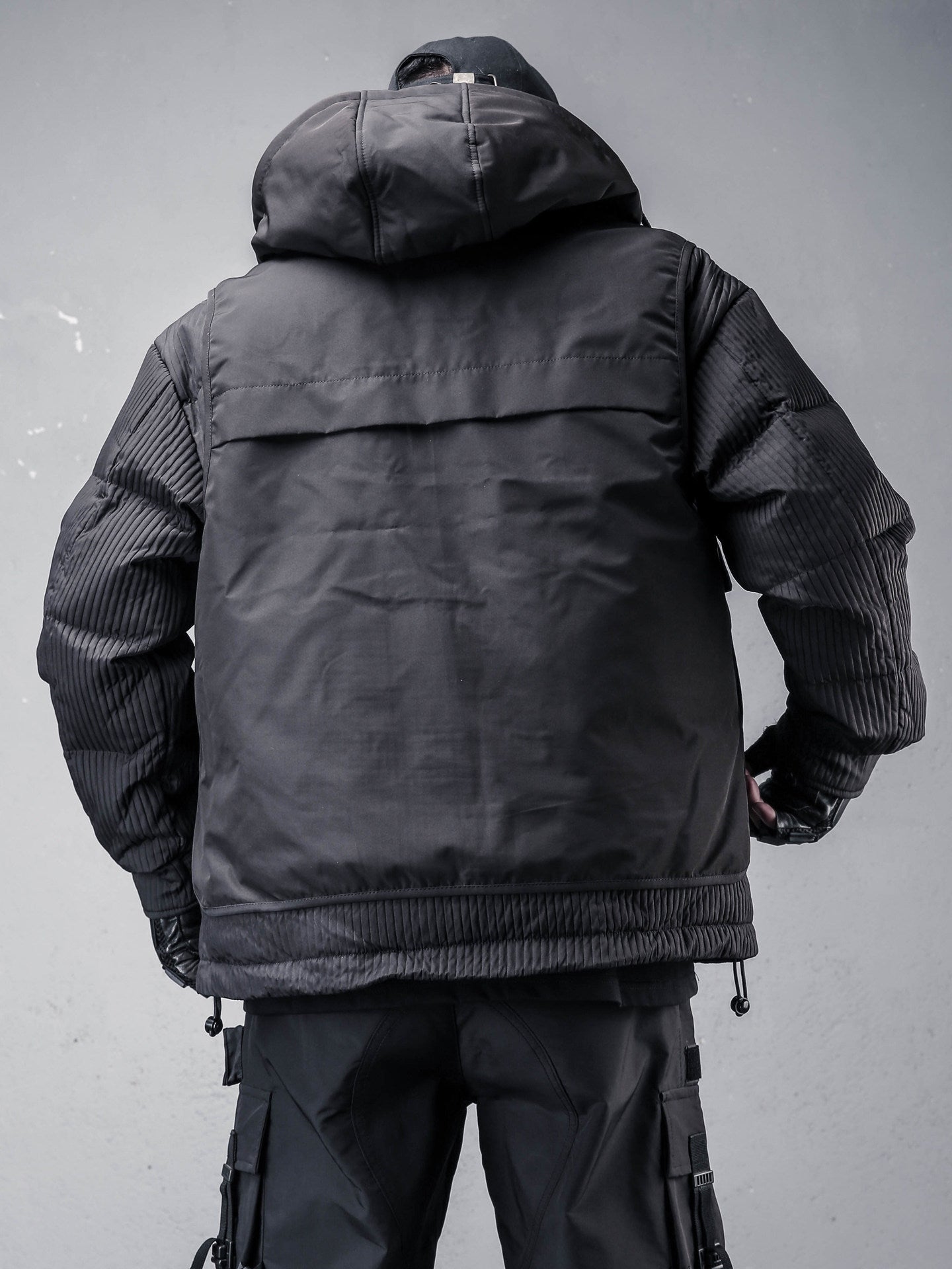 Fake Layered Hooded Tactical White Duck Down Jacket WN22545