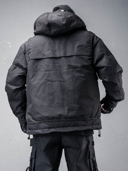 Fake Layered Hooded Tactical White Duck Down Jacket WN22545