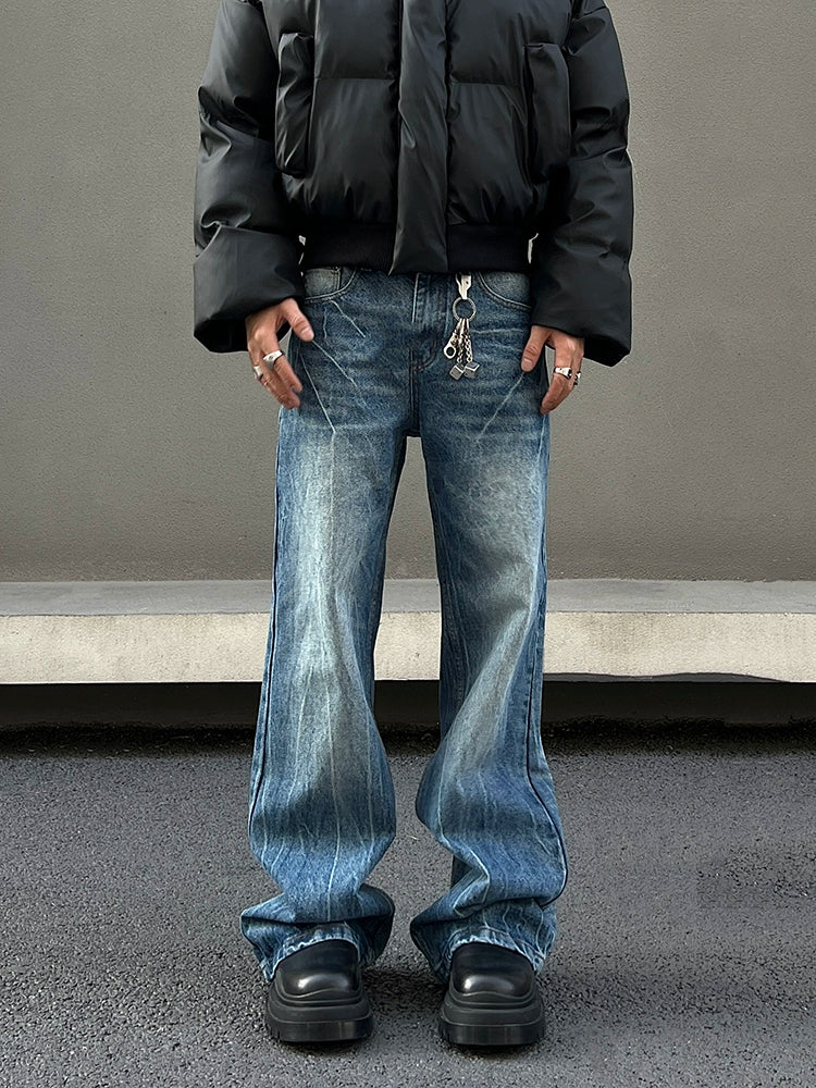 Lightning Pattern Flare Denim Jeans WN19590