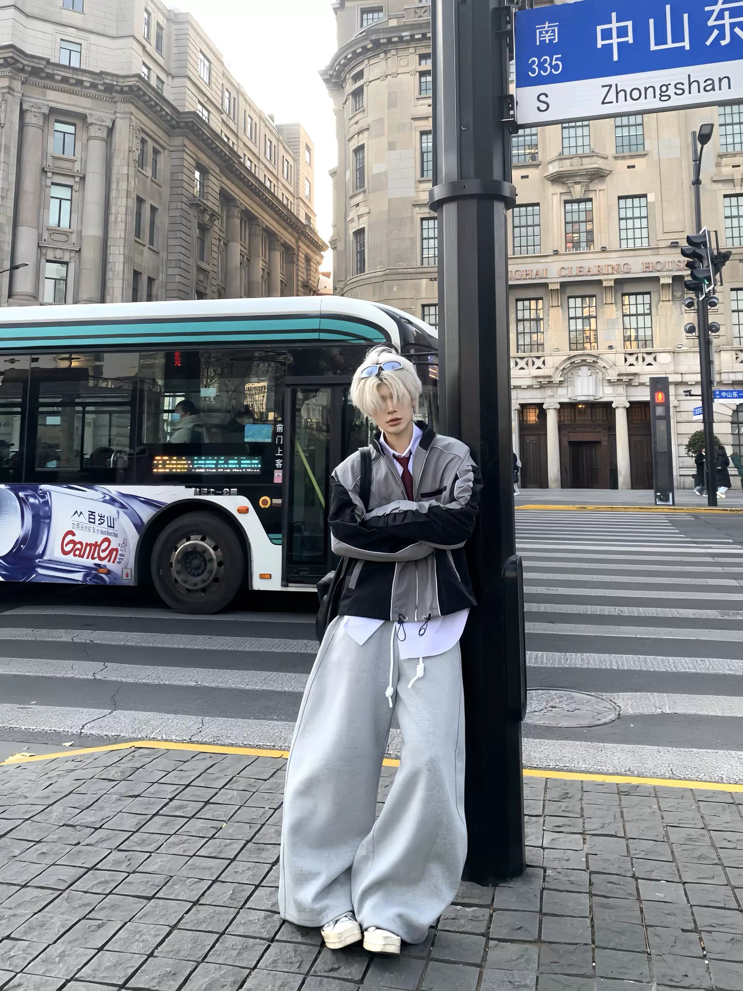 Black-Gray Patchwork Oversize Jacket WN19818