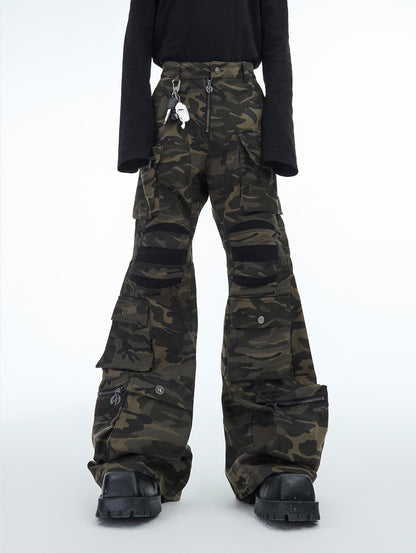 Washed Camouflage Multi-Pocket Cargo Pants WN11627