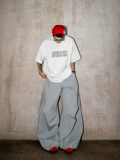 Graphic Letter Emboss Print Short Sleeve T-Shirt WN20868