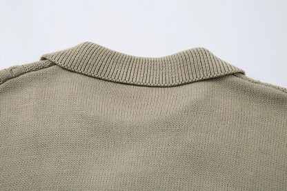 Oversize Hollow Short Sleeve Knit POLO Shirt WN16528