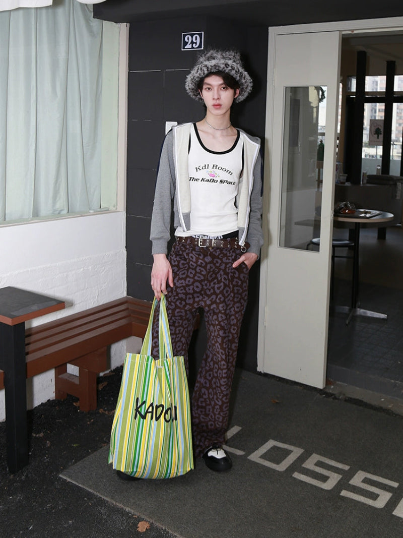 Letter Print Canvas Shoulder Tote Bag WN20204