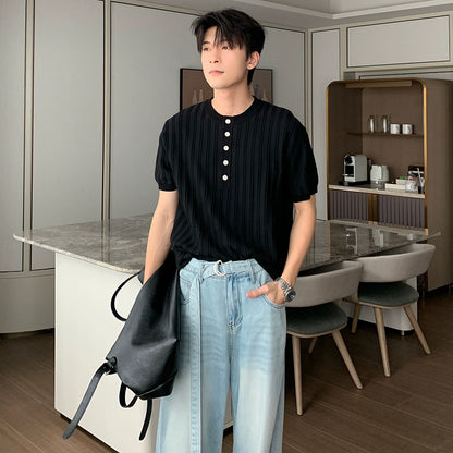 Henry Neck Oversize Short Sleeve T-Shirt WN20454