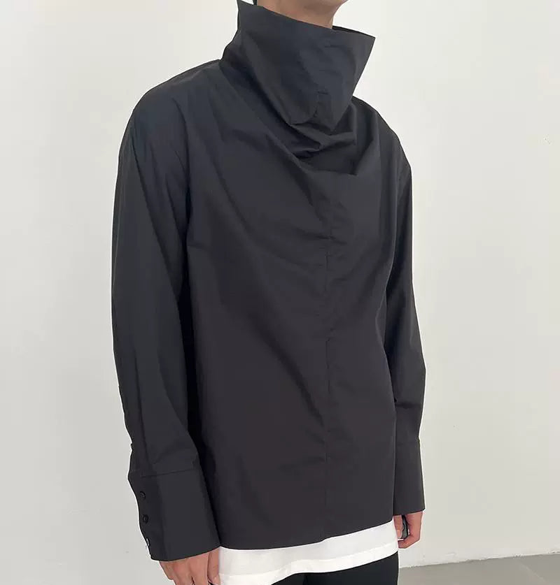 Structured Stand-Neck Pullover Shirt WN21627