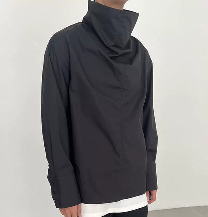 Structured Stand-Neck Pullover Shirt WN21627