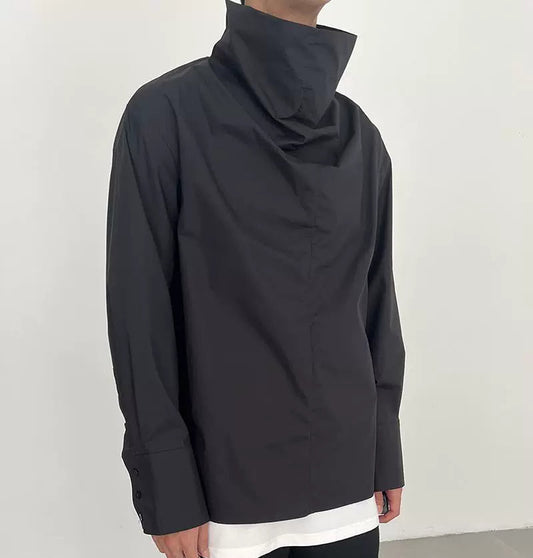 Structured Stand-Neck Pullover Shirt WN21627