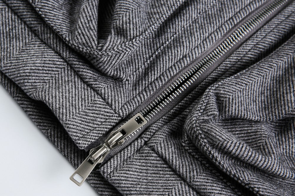 Fake Layered Herringbone Patchwork Plaid Collar Jacket WN27900