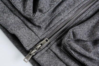 Fake Layered Herringbone Patchwork Plaid Collar Jacket WN27900