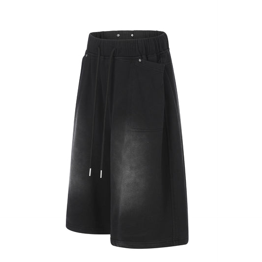 Washed Wide Leg Half Sweatpants WN26127