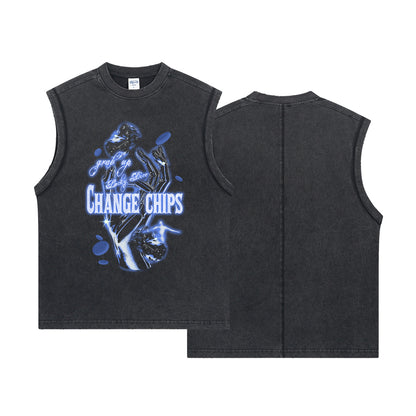 Washed Wax Dye Graphic Print Tank Top WN16260