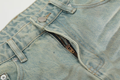 Washed Wide Leg Curved Denim Jeans WN23032