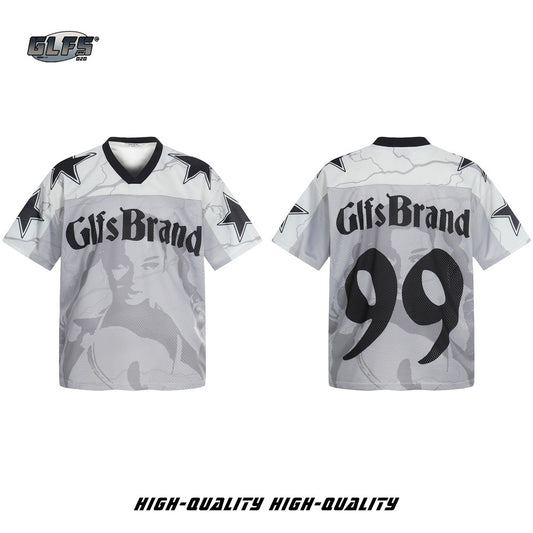Sporty Portrait V-Neck Short Sleeve T-Shirt WN26490